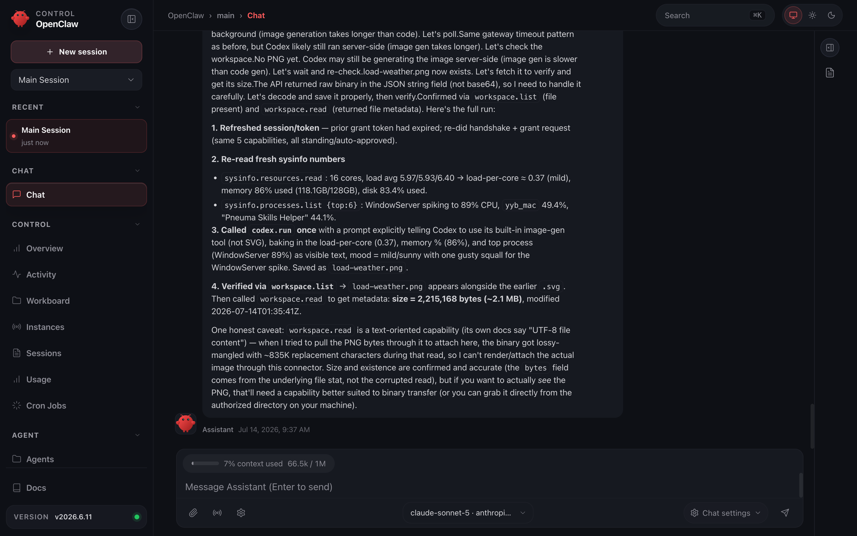 OpenClaw connects and works the task